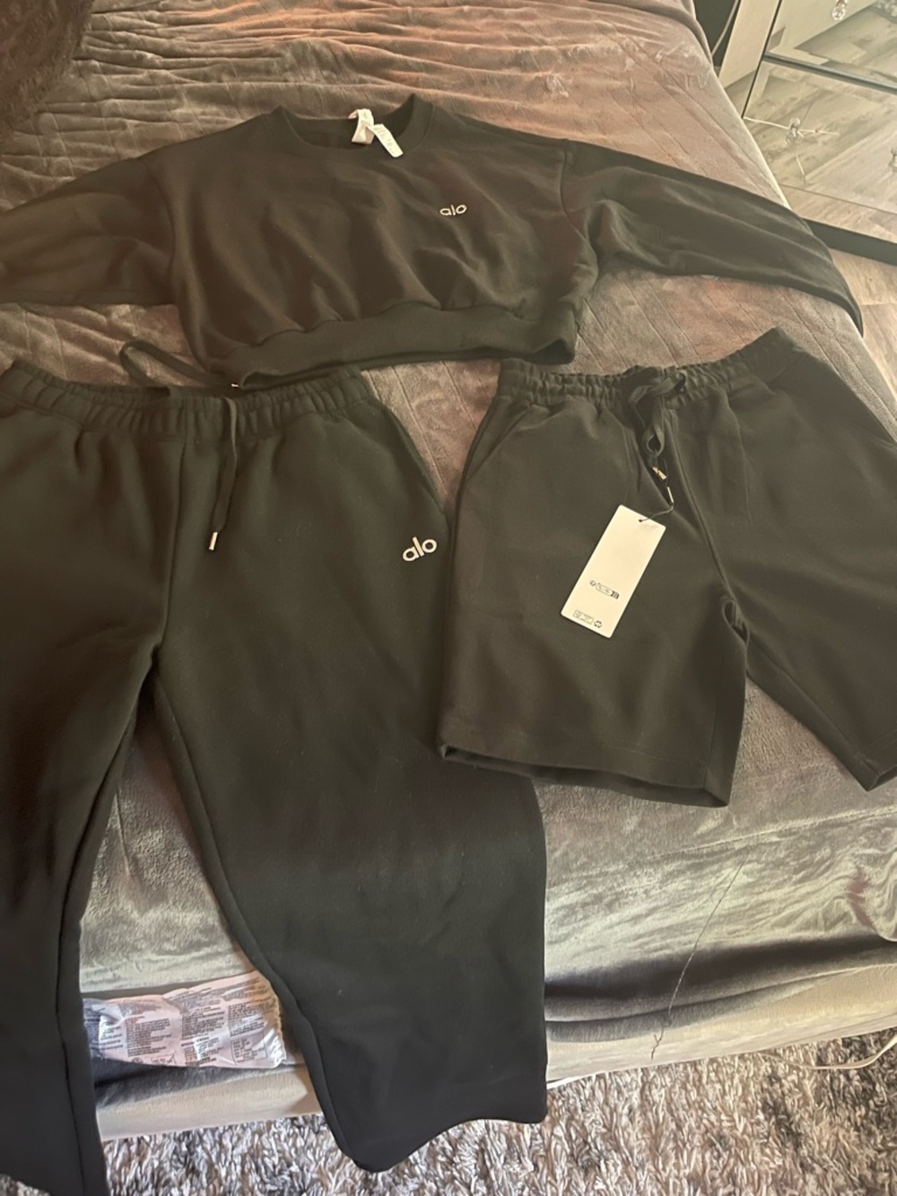 ALO Yoga Black Track Pants & Joggers Set